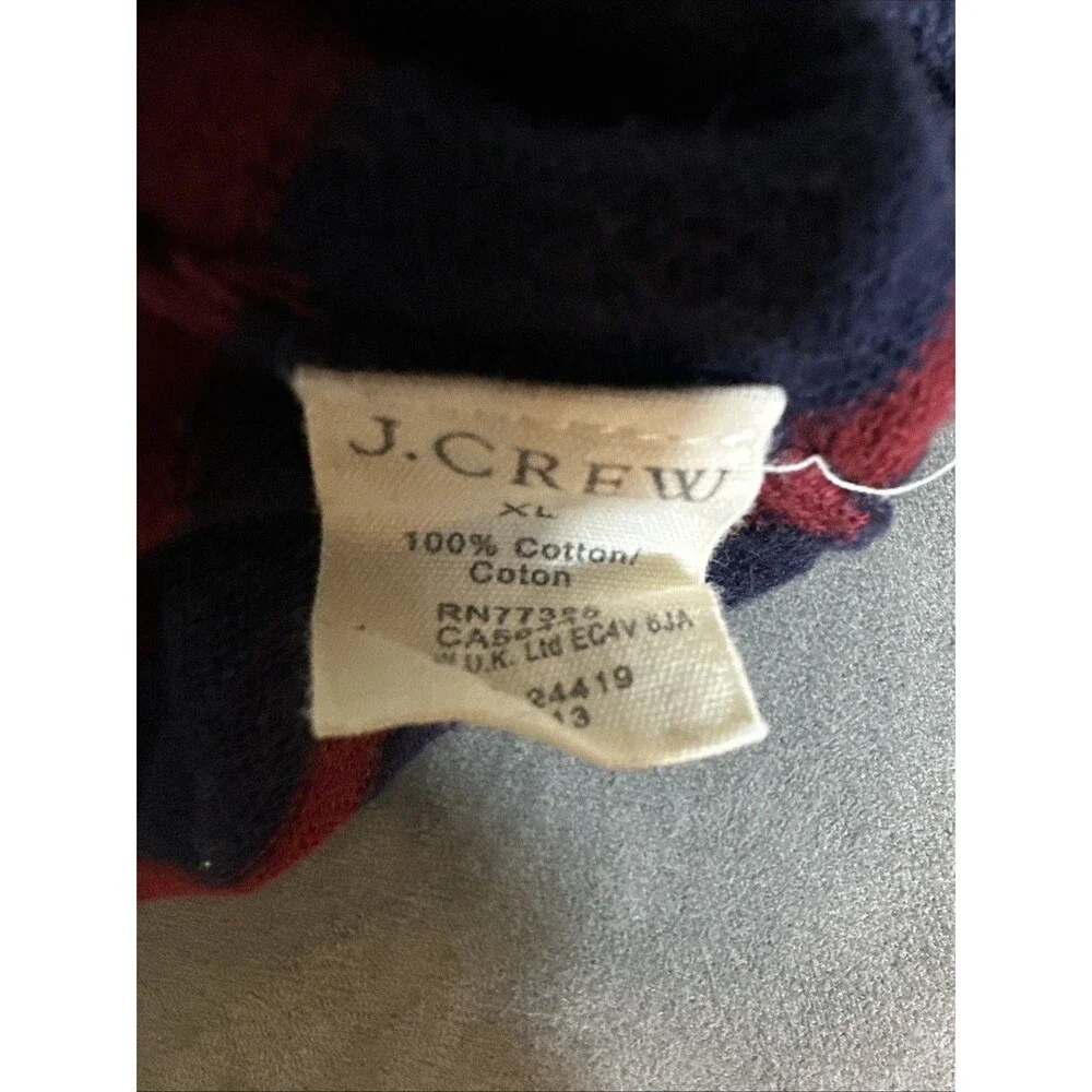J Crew XL Striped Sweater Navy Maroon Freddy K Style Men’s 100% Cotton Retro
